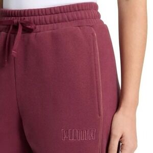 PUMA Womens Fleece Jogger Sweatpants Burgundy Red Pockets 1888605 Small NWT